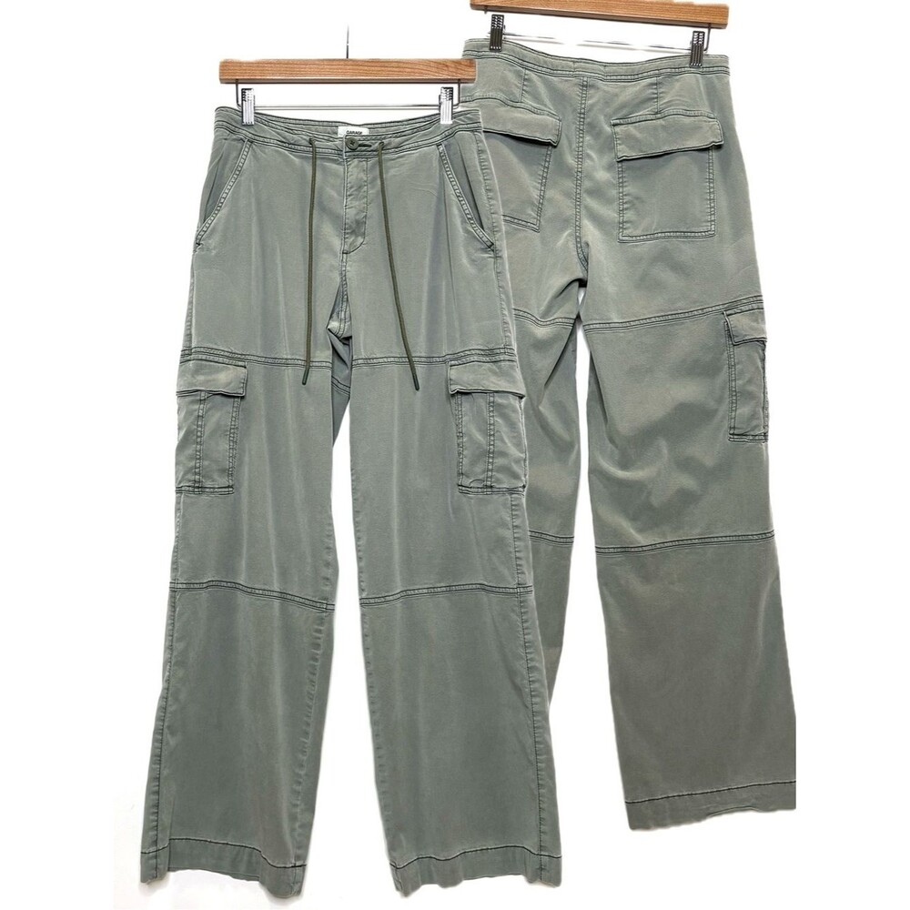 Garage Cargo Pocket Wide Leg Pants Womens Size 7 Washed Olive Stretch Lyocell
